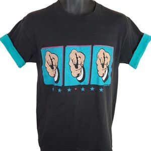 Ocean Pacific OP T Shirt Vintage 80s Pointing Fingers Political Made In USA Mens